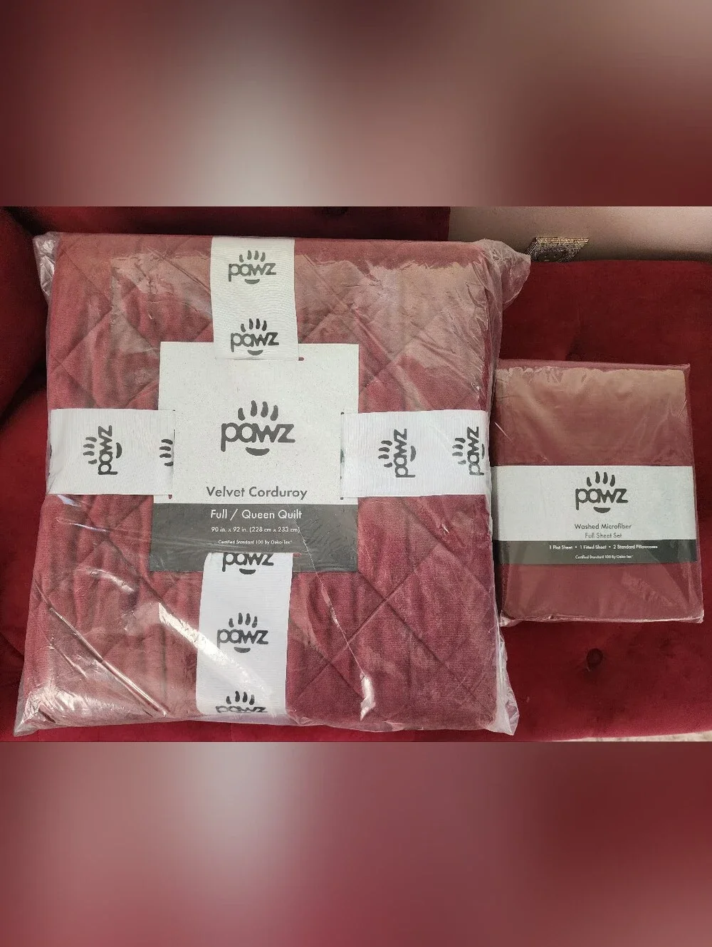 Deep Red Quilted Comforter Set with Matching Solid Sheet Set